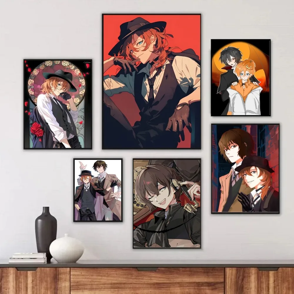 Bungo Stray Dogs Dazai Chuuya Anime Poster Frameless Painting Bedroom Wall Sticker Living Room Home Decoration