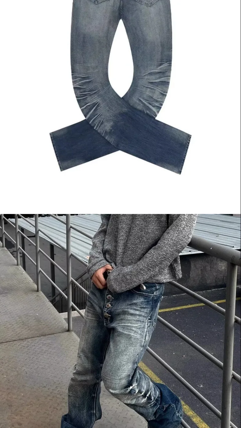 European American New Fashion Men's Slim Casual Trendy Simple Basic Denim Trousers Male Daily High Street Jeans Pants Clothes view 6