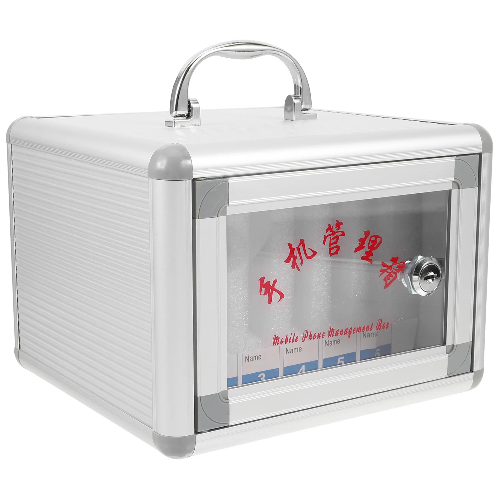 Aluminum Alloy Phone Storage Box Multi-Slot Cellphone Organizer Wall Mounted Handle Safety Lock Anti-Pressure Cabinet For