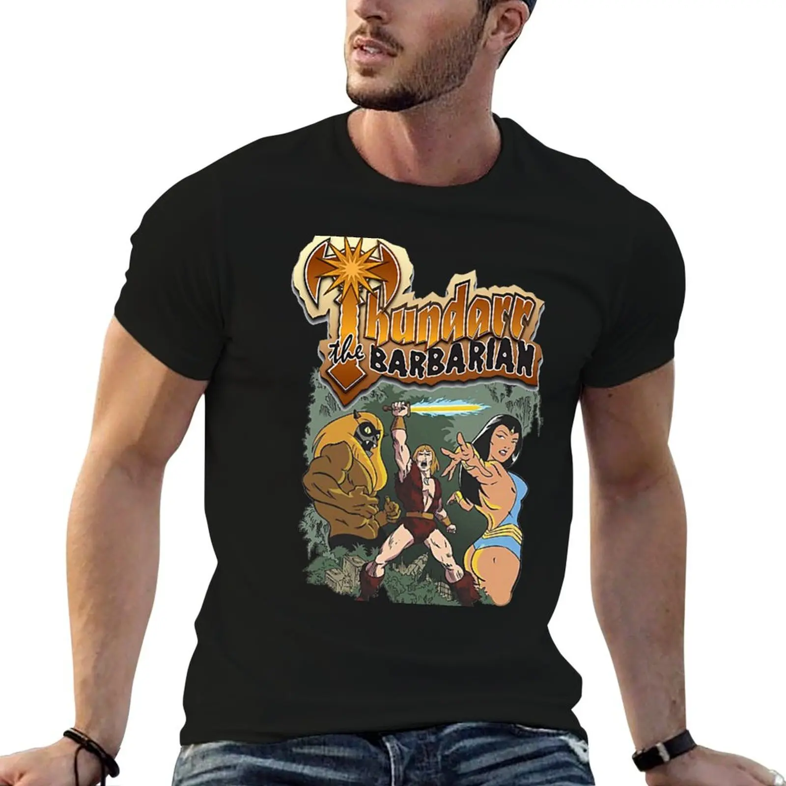 

Thundarr the Barbarian T-Shirt cotton t shirts man 100% black cotton t-shirt plain for man package T-Shirt