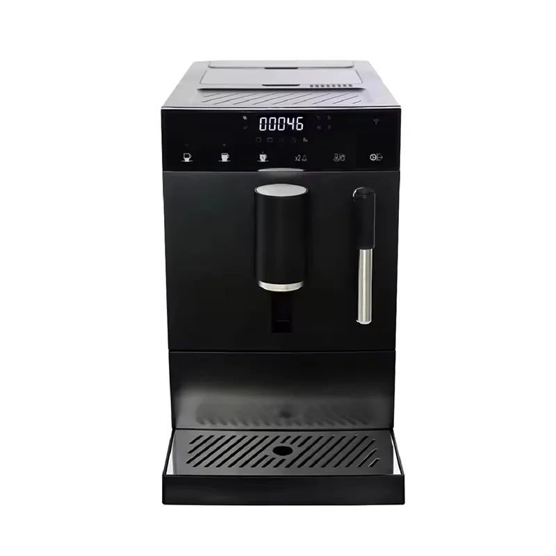 Professional Fully Automatic 19 bar 1.6'' LED Touch Display Bean to Cup Espresso Coffee Machine with Steam Rod