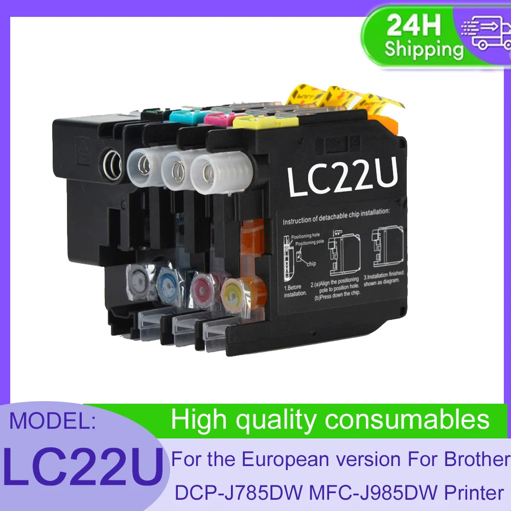 Vilaxh LC22U LC22U  Compatible Ink Cartridge For Brother DCP‑J785DW MFC‑J985DW Inkjet Printer Replacement Cartridge European