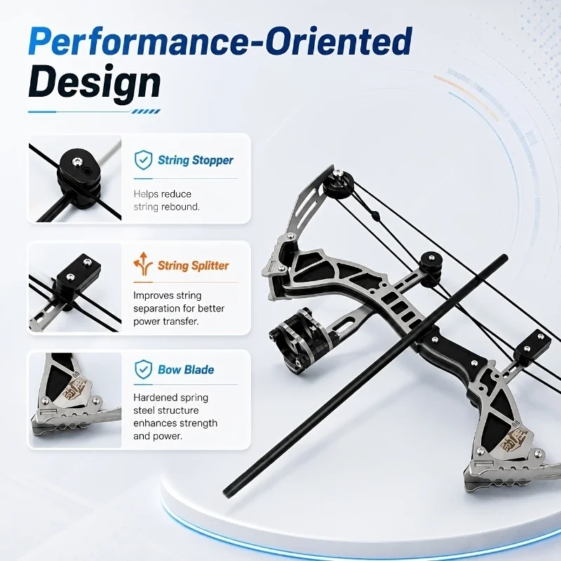 Mini compound bow set with 11 arrows, made of metal, sturdy and durable, lightweight design with a comfortable grip, suitable for beginner archery equipment, perfect for both newbies and experienced users, for indoor and outdoor archery training.