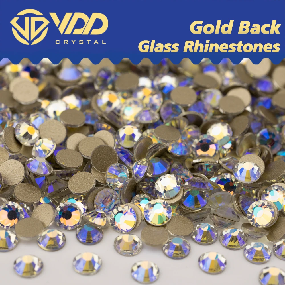 VDD 061 Moon Shadow High Quality SS4-SS20 Glass Rhinestones Crystal Gold Flatback Bright Stones For Accessories Nail Art Crafts