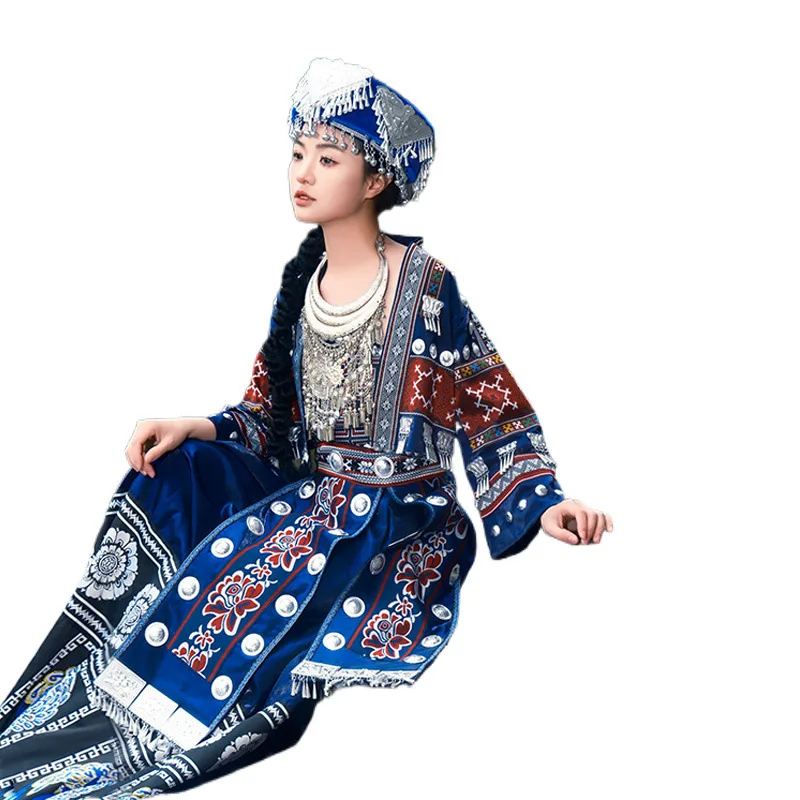 Miao Costume Female Minority Ethnic Clothes Adult Xiangxi Hmong Village Photo Trip Shoot Dong Zhuang Stage