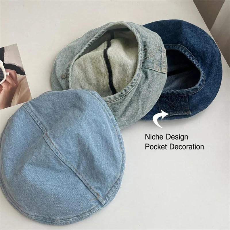 Women Hat Denims Cap Octagonal Beanie Hat Spring Summer Headwear Vintage Painters Cap Fashion Beanie Cap Summer Casual Sunproof