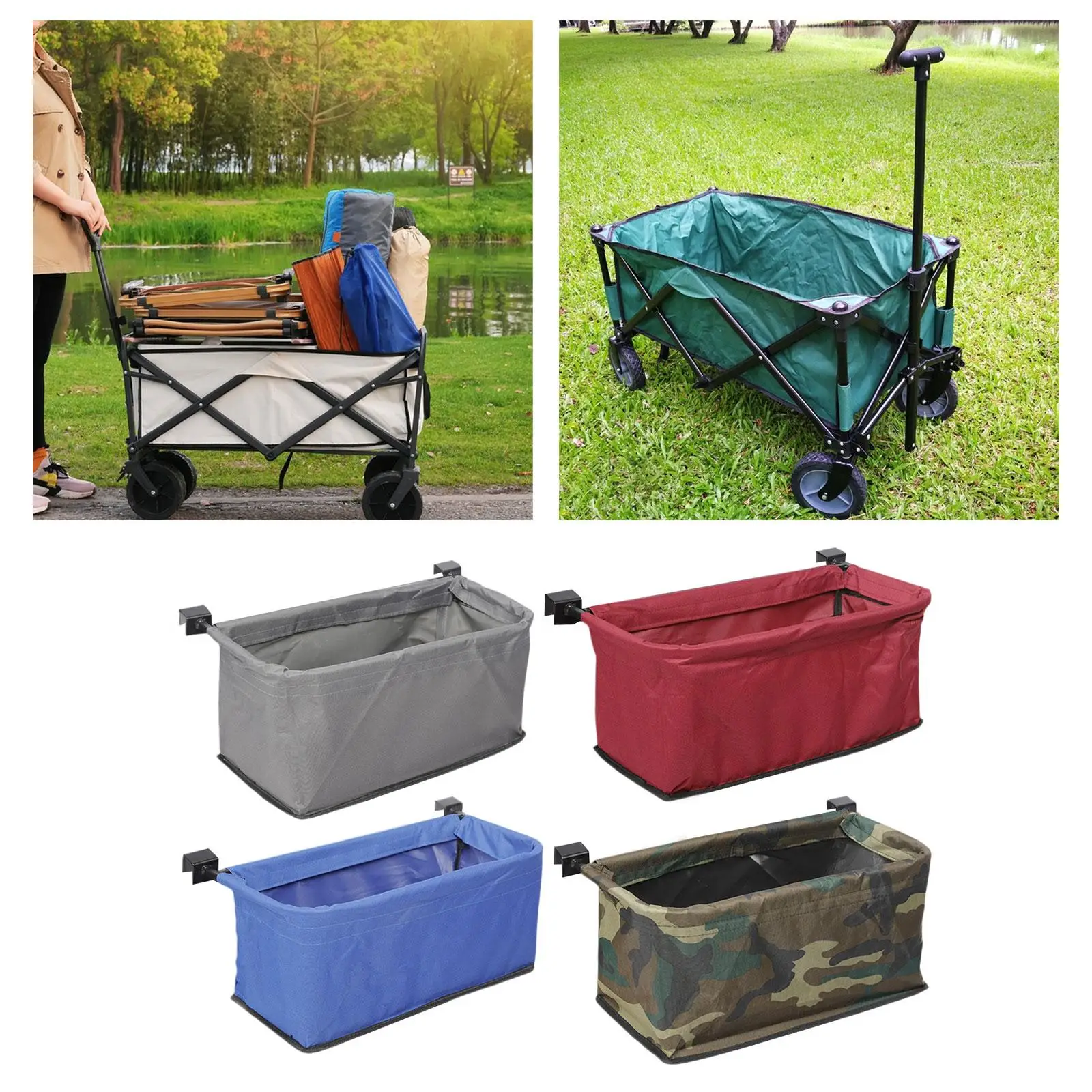 Wagon Storage Bag Grocery Bag Utility Trolley Cart Accessories Oxford Cloth Wagon Cart Tail Bag for Garden Beach Picnic Shopping image 4