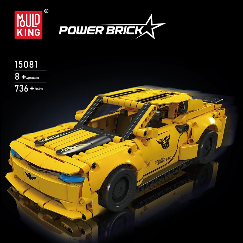 

738 шт. Chevrolet Camaro Hornet, строительные блоки MOC Mold King 15081, модель гоночного чемпионата, кирпичная головоломка, игрушки, подарок для детей и взрослых