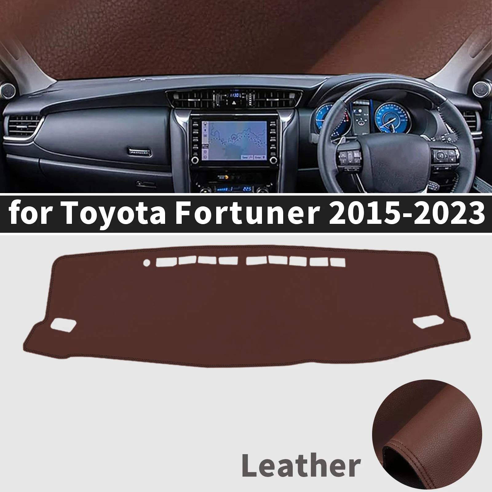 for Toyota Fortuner 2015 2016 2017-2023 Dashboard Cover Mat Sunshade Anti‑Slip Dash Carpet Protector Interior Parts Accessories