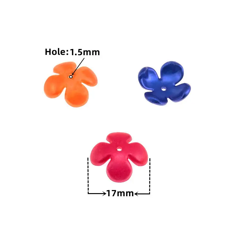 Cuentas de flores acrílicas de 17mm, 50-200 unids/pack, espaciador suelto para fabricación de joyas, pulsera, sombrero, accesorios de decoración de ropa