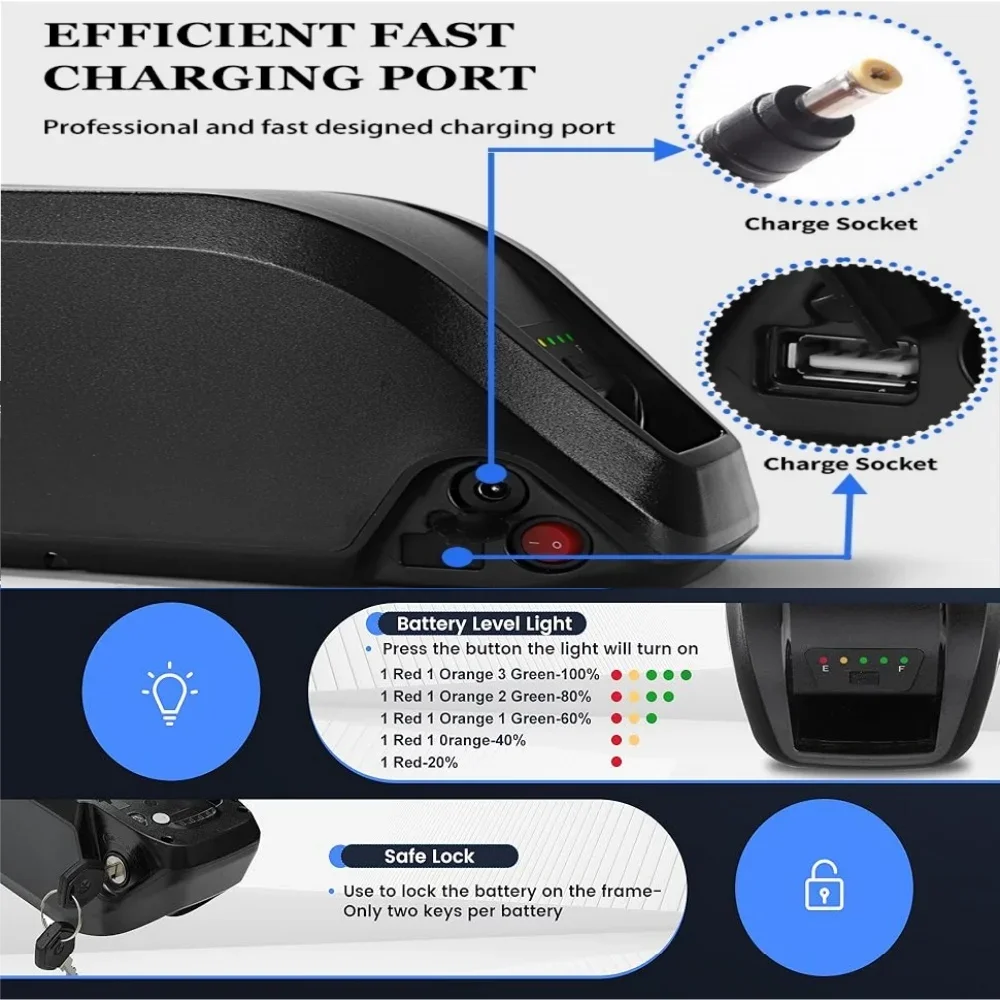 36V/48V 10Ah-20Ah 5-Pins Hailong Battery – Stable Performance Bateria Replacement for Mountain Scooter & Bafang 1000W Motor