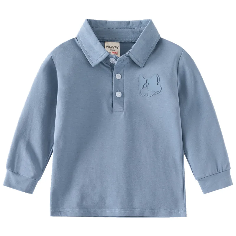 Children's Long SleeveTT-shirt New Boys' Solid ColorpoloShirt Baby Spring Thin Bottoming Shirt One Piece Dropshipping