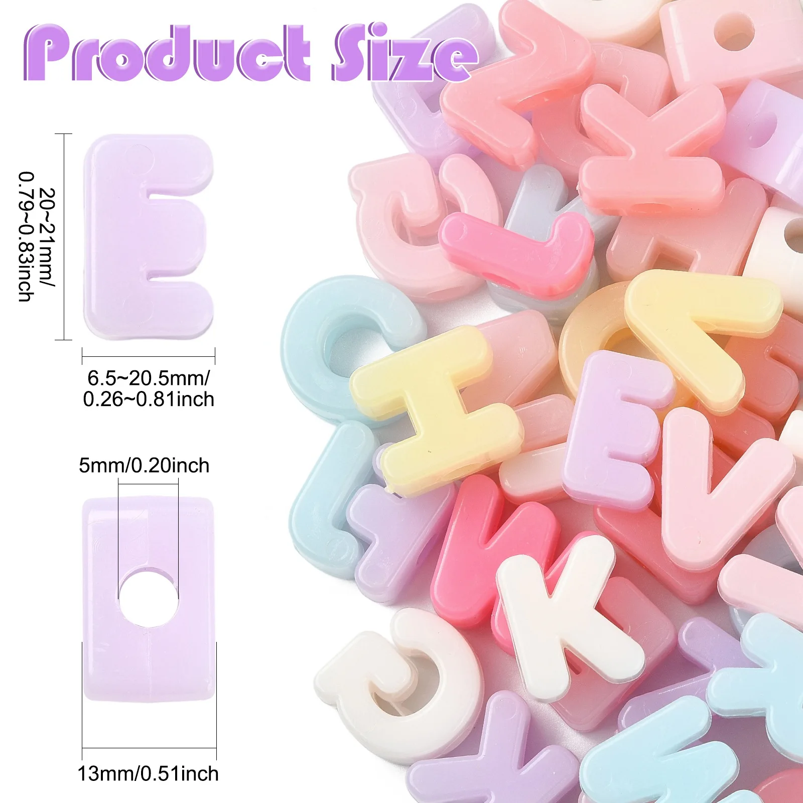 PandaHall 60Pcs Random Acrylic European Letter Beads, Imitation Jelly for Personalized Name Couple Bracelet Jewelry Gift Making