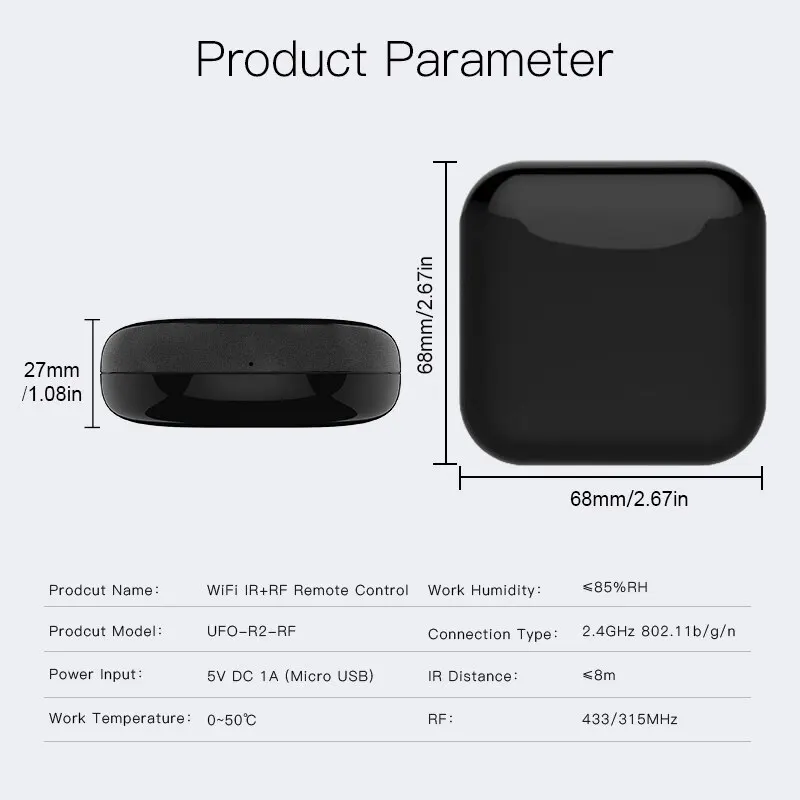 MOES Tuya WiFi IR RF Remoto para Ar Condicionado TV Controle Remoto Infravermelho Universal Funciona com Alexa, Google Home