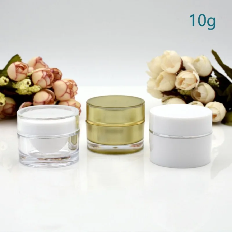 

10g plastic acrylic straight round shape jar/pot/tin bottle eye cream/serum/essence/sample jar test gel skin care packing