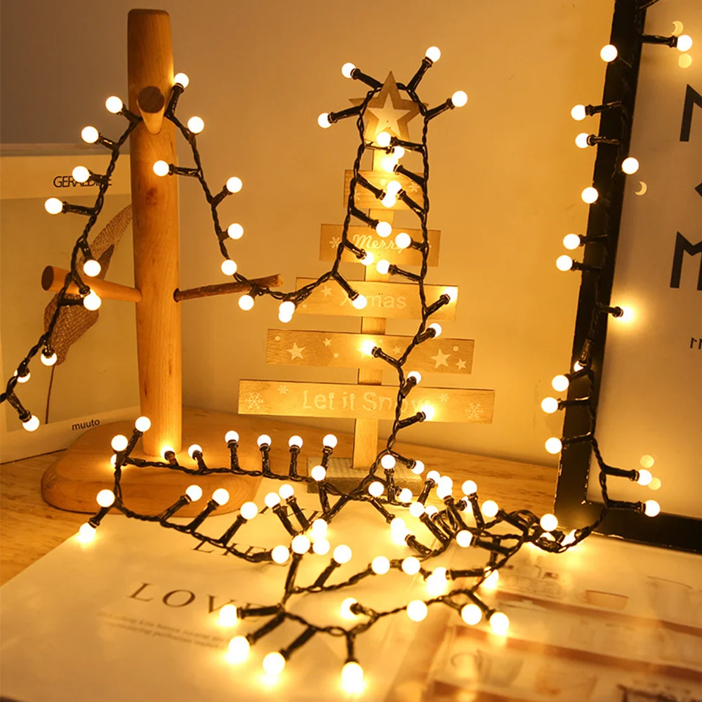 Imagem -04 - Bola Redonda Natal String Lights Firecrackers Fairy Lights Guirlanda para Quarto Natal Festa de Casamento Decoração do Jardim 250 Led 500led