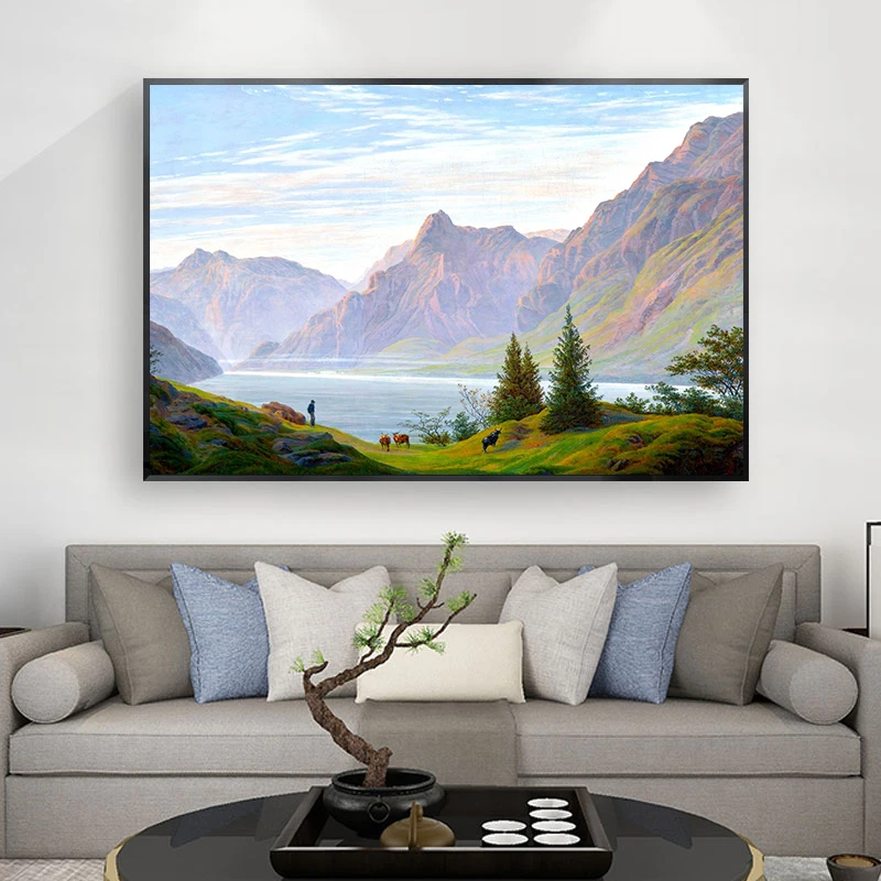 Classical Vintage Wall Art Canvas Painting Caspar David Friedrich Artwork Posters and Print Picture for Nordic Living Room Decor