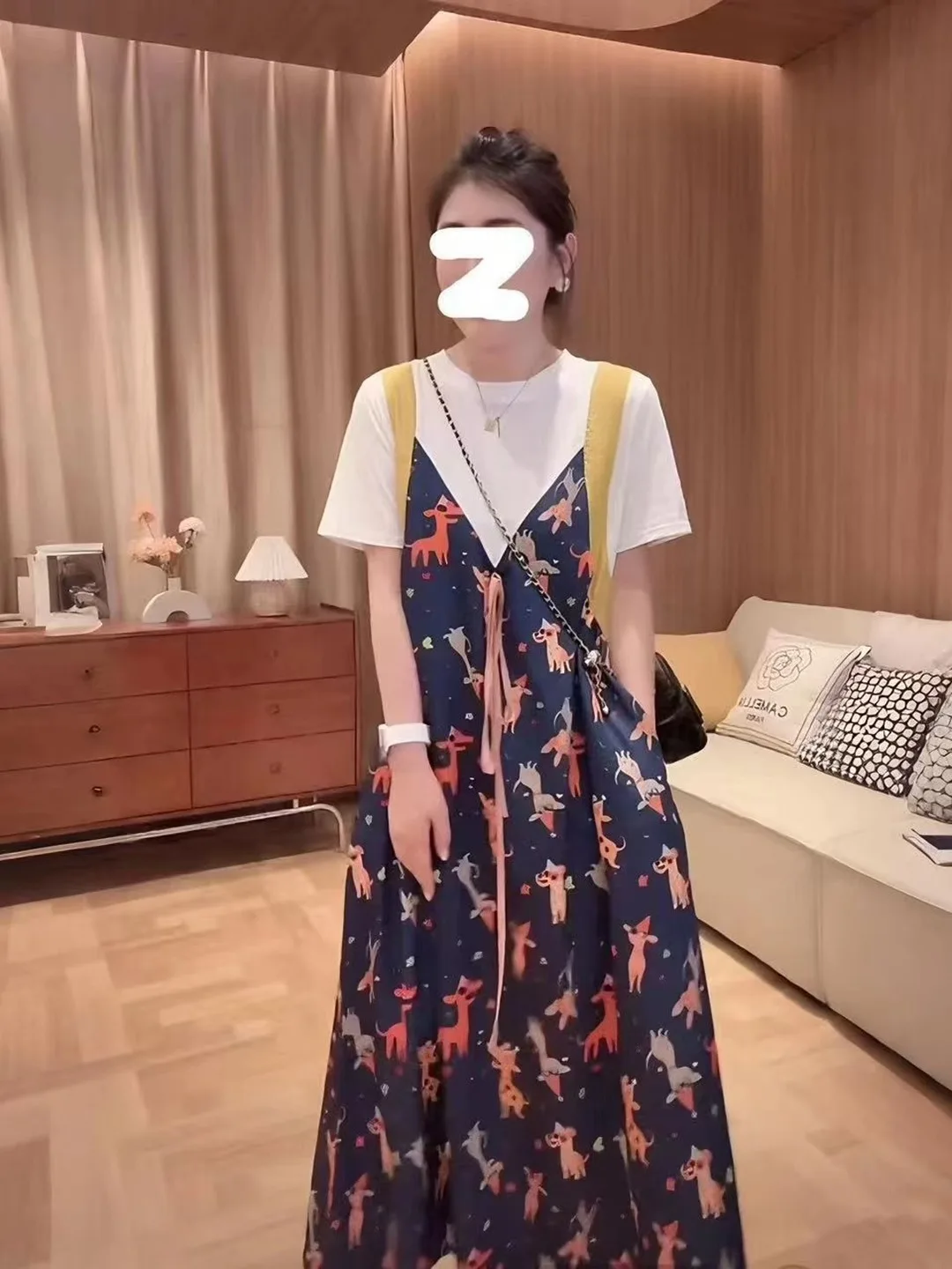 

Ретро-платье больших размеров, летнее, дизайнерское, с эффектом стройности, длинная юбка, из полиэстера, с завышенной талией, А-силуэт, в корейском стиле