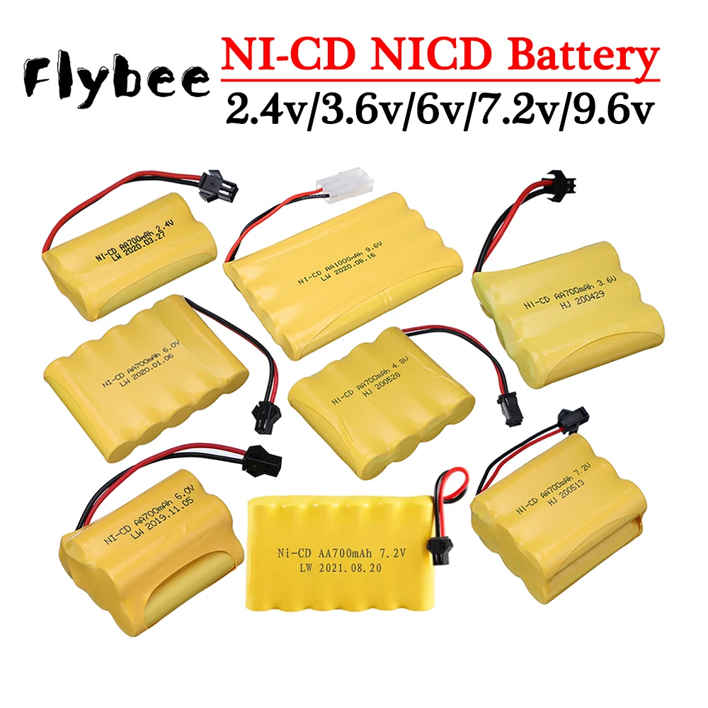 NI-CD NiCD Battery AA 700mah 1000mah 2.4V 3.6V 4.8V 6V 7.2V 9.6V Nicd Rechargeable Battery With SM PLUG For RC Cars Trucks Boats