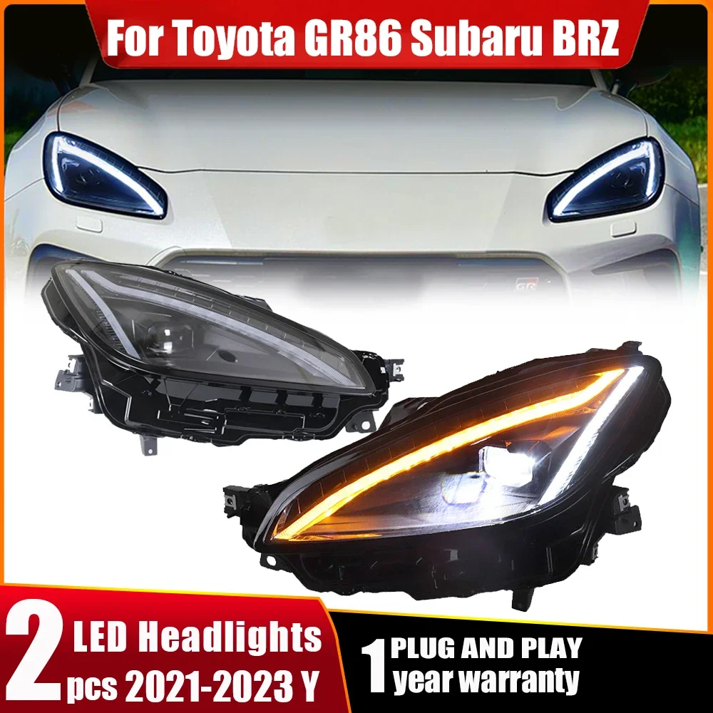 

Автомобильные фары для Toyota GR86 2021-2023 Subaru BRZ, светодиодные автомобильные фары в сборе, обновленная линза Bicofal, аксессуары для динамических сигнальных ламп
