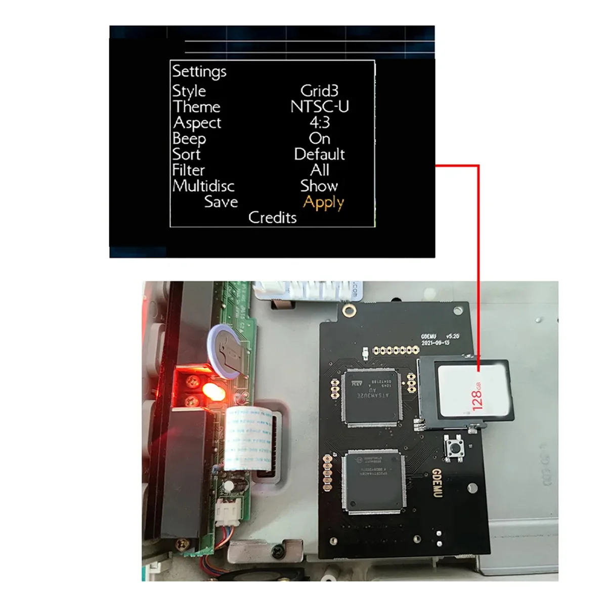 Optical Drive Simulation Board V5.20 (5.20.5) GDEMU for SEGA Dreamcast DC VA1 Console SD Extension Board with Heat Sink