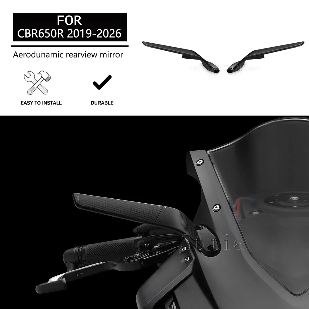 2024 CBR650R Rearview Mirror Motorcycle Invisible Rearview Mirror For Honda CBR 650R CBR650R 2019-2026 Aluminum Winglet Mirror
