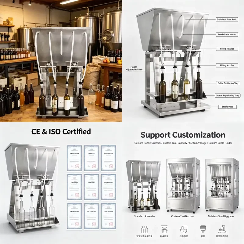 Industrial Vacuum Liquid Filling Machine Multifunctional for Fruit Wine Edible Oil Glass Bottle Filling
