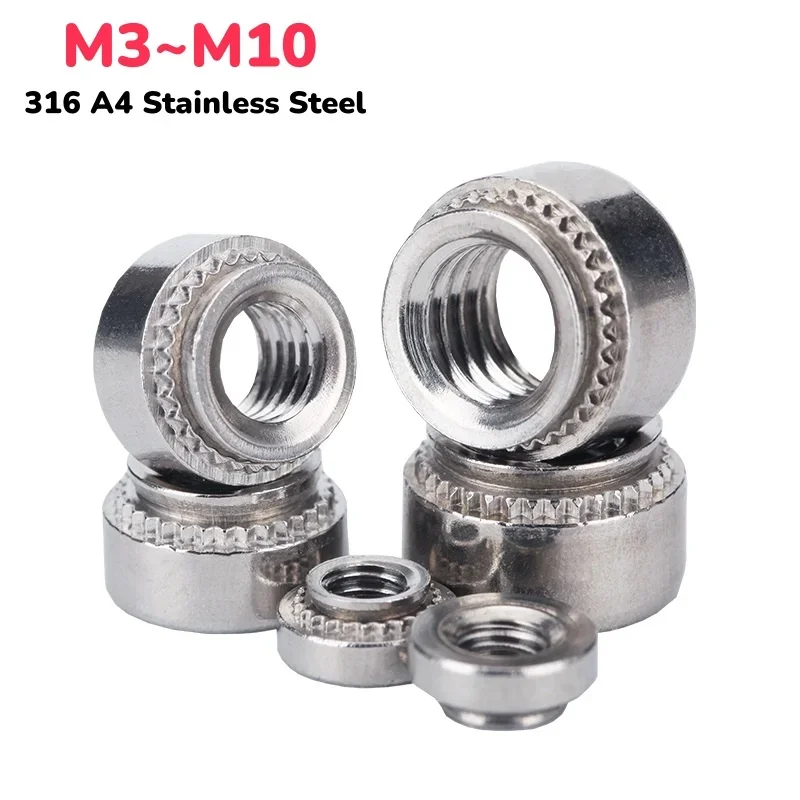 M3 M4 M5 M6 M8 M10 Self-Clinching Nut 316 A4 Stainless Steel CLS Insert Nutsert Press Rivnut Swage Nut Slab 0.8-3.2mm
