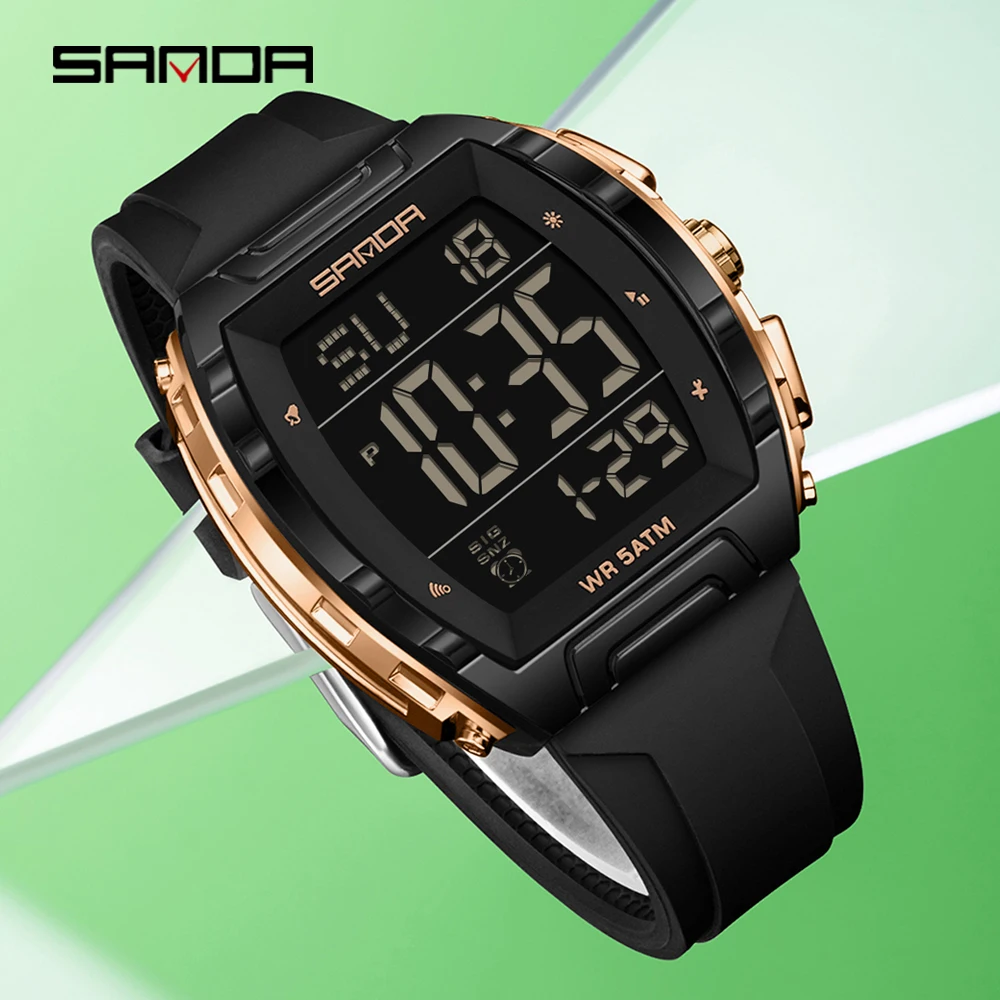 SANDA SD6286 Men Electronic Watch Multifunction Watches Clock Silicone Strap Unisex Luxury Digital Wristwatches Sport Waterproof