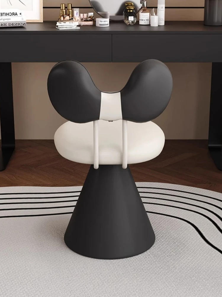 Nordic Modern Vanity Chair Designer Cloakroom Bedroom Chair Rotatable Black White Bow Backrest Chair Minimalist Home Furniture