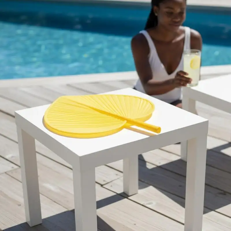 Plastic Artificial Palm-Leaf Fan Vintage Large Size Artificial Straw Fan Thickened Hand Fans Photo Props