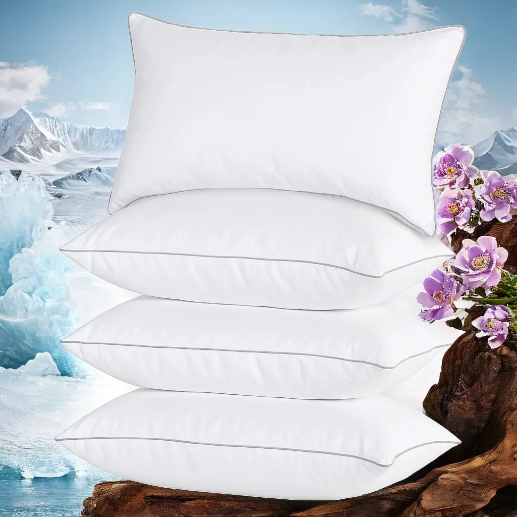 

4-Pack 3D Antibacterial Polyester Pillows - Hotel-Grade Cervical Support, Summer Breathable & Machine Washable Pillow Cores