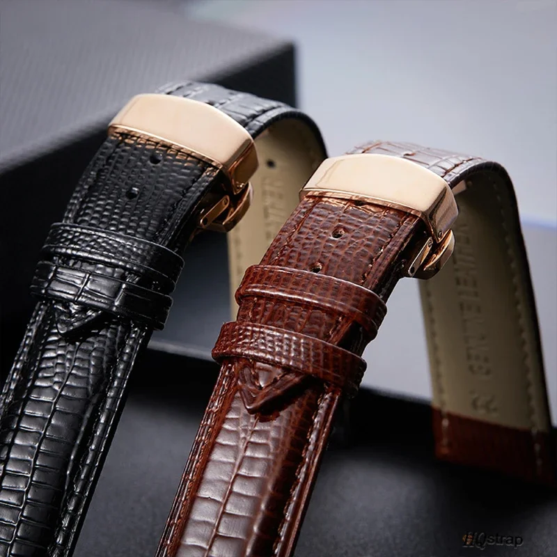 Crocodile Pattern Leather Watch Band 18mm 20mm 22mm 24mm Butterfly Buckle Wristband Man Female Strap Bracelet Belt