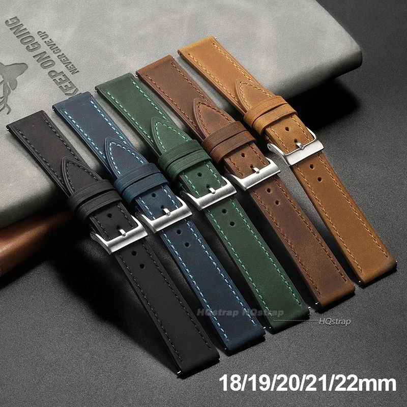 Vintage Watch Strap Quick Release Cowhide Watchband 18mm 19mm 20mm 21mm 22mm Bracelet Men Women Smart Watch Strap Accessories