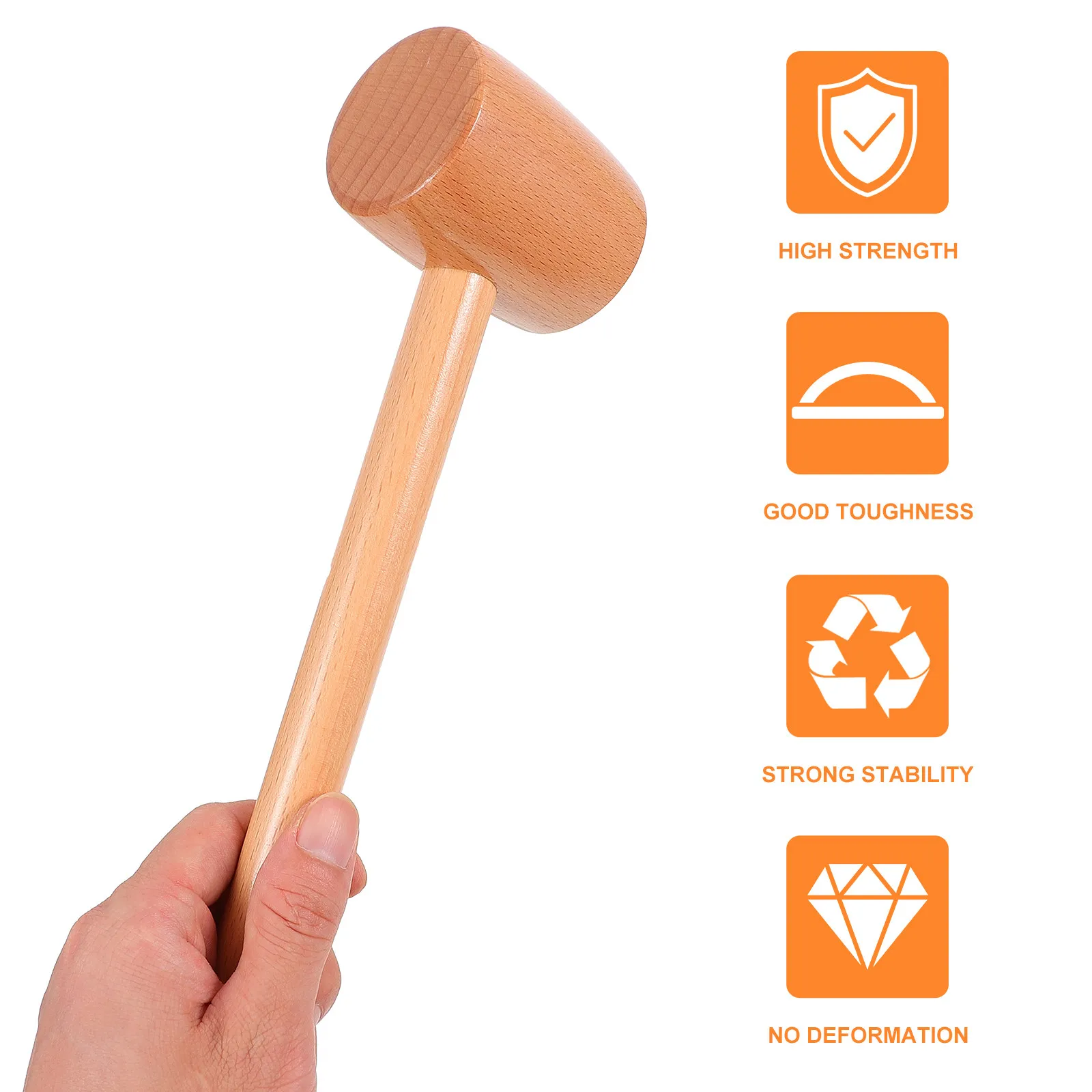 1Pcs Wooden Hammer Natural Smooth Finish Crab Seafood Mallet Mini Wood Hammer for Seafood Cracking Beating Gavel