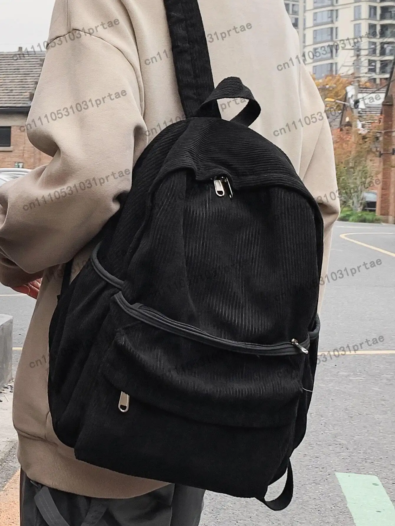 Lightweight,Business Casual Waterproof,Lightweight Minimalist Corduroy Functional Backpack For Teen Girls Women College Students