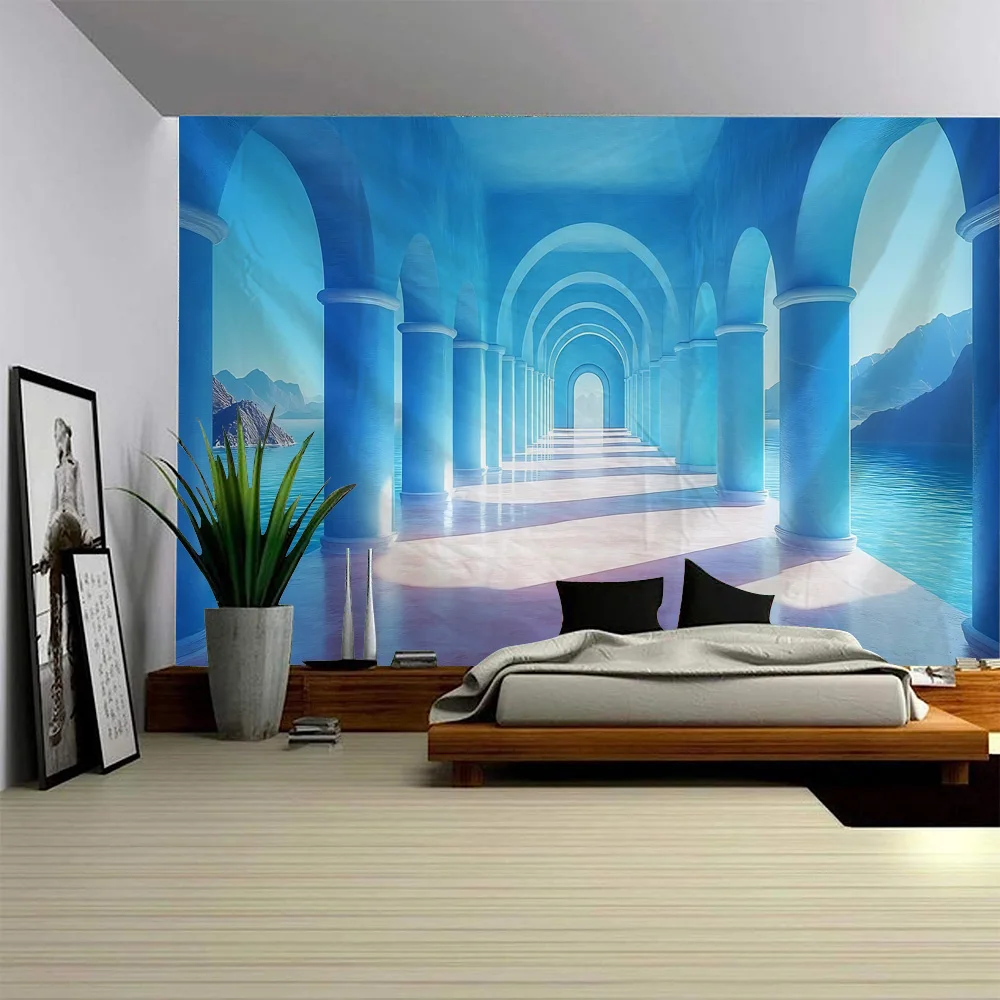 3D landscape tapestry, wall hanging, home wall decoration, cloth hanging blanket, hippie bohemian bedroom, living room tapestry