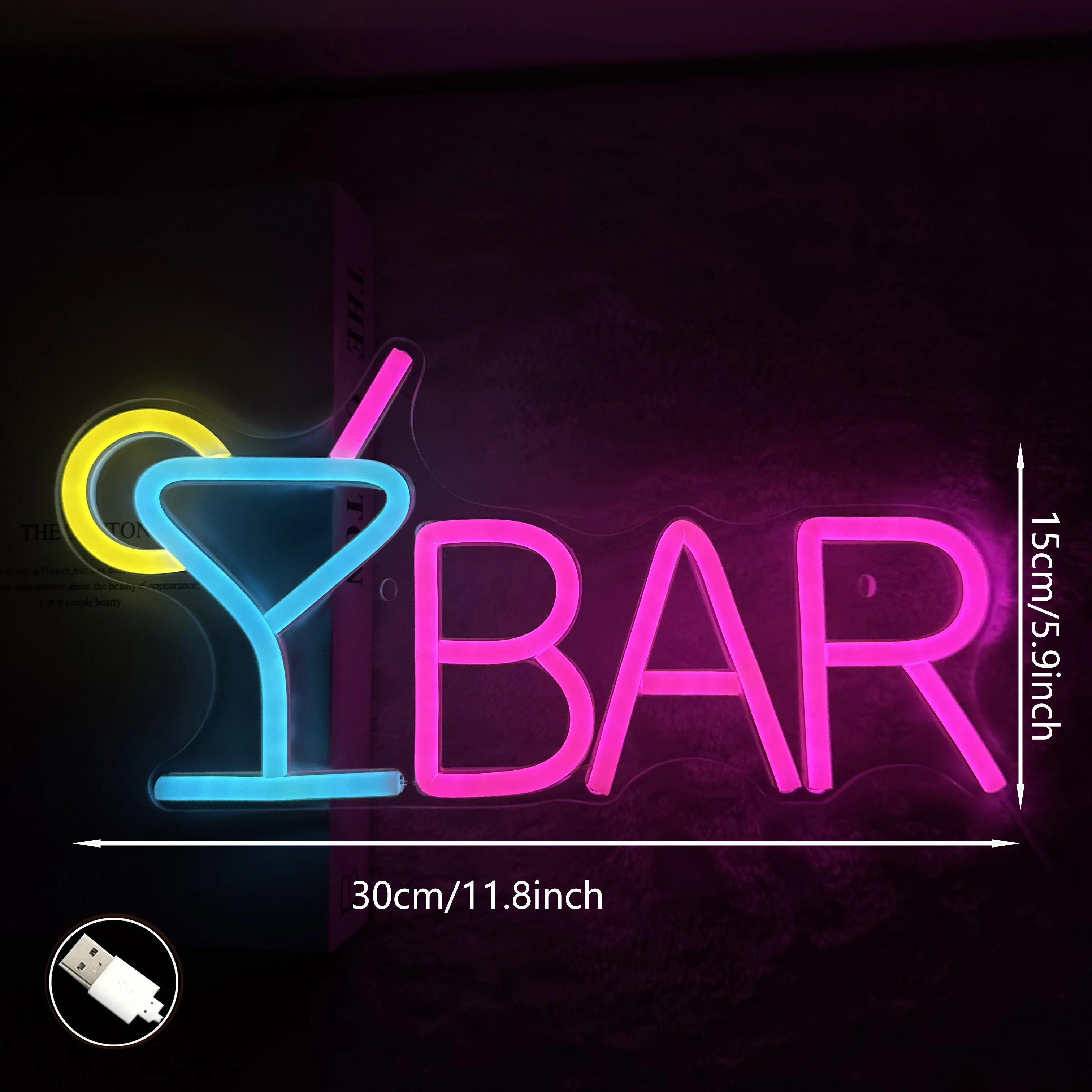 Bar Neon Sign for Home Bar Signs Wall Decor Led Neon Bar Sign for Room Decor Wall Art