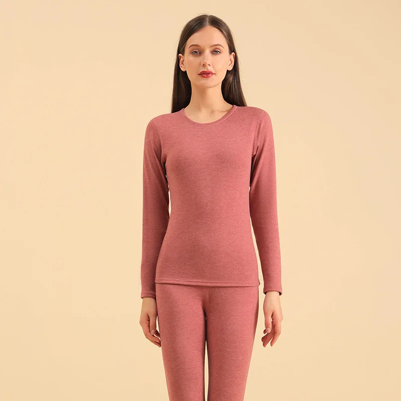 Autumn and Winter New Women\'s Double-Sided Milled Wool Thermal Underwear Qiu Yi Qiu Pants Female Wool Silk Bottoming Shirt