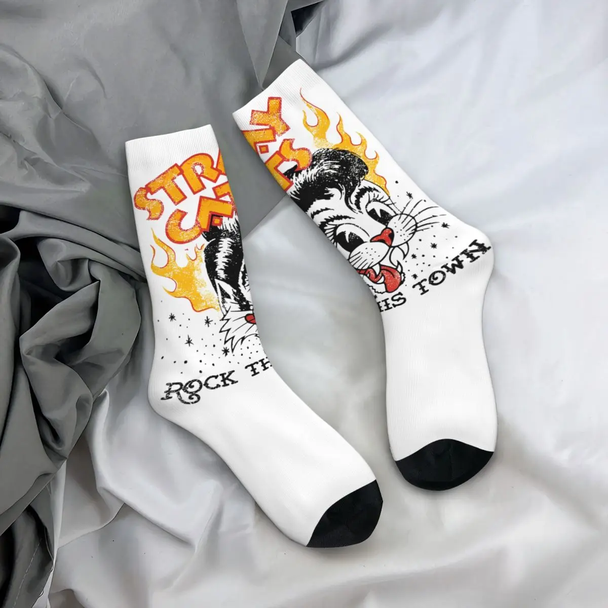 Fashion Men\'s Socks Casual Stray Cats Rock This Town Sock High Quality Women Sock Spring Summer Autumn Winter