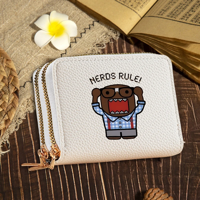 Милый кожаный кошелек Domos с мультяшным рисунком, многофункциональный, с двумя отделениями на молнии, модный женский деловой короткий кошелек, подарки на день рождения