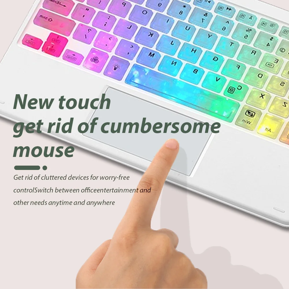 Tastiera retroilluminata con touchpad per wireless multilingue e colori multipli portatile per tablet iPad Pro Mini Air Phone