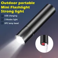 Mini Telescopic Zoom Flashlight 3 Light Mode Torch USB Rechargable Waterproof Powerful Flashlights Outdoor Portable Torch Lamp