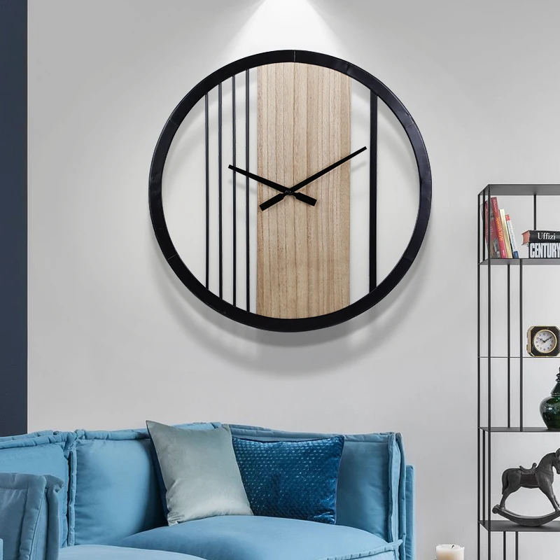 Horloge Murale Moderne en Fer de 60cm, Design Simple et Créatif, Décoration de Bar et Chambre à Coucher