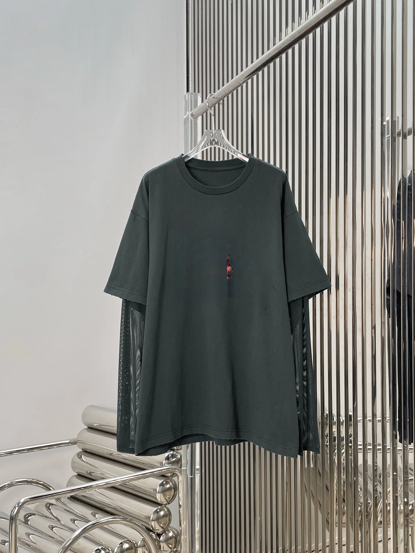 

Женская тонкая дышащая футболка-обманка с эффектом двухслойности, в стиле пэчворк, с прозрачными вставками, повседневная, свободного кроя