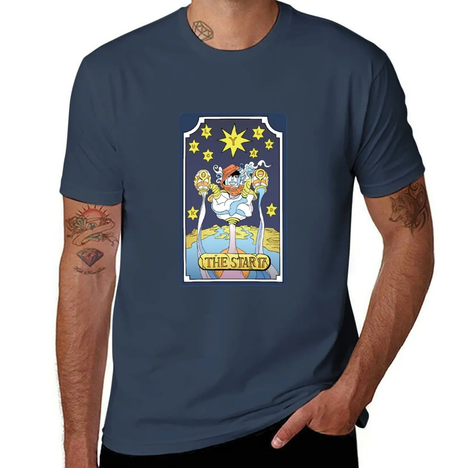 Camiseta Jojo's Bizzare Adventure The Star Tarot Card, camiseta informal holgada de manga corta