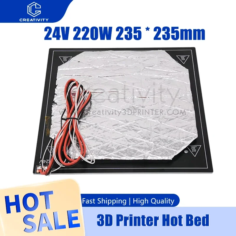 

Креативность Все горячая кровать для 3D-принтера 24 В 220 Вт 235*235 мм алюминиевая пластина с изоляционным хлопком для Ender-3/Ender-3pro