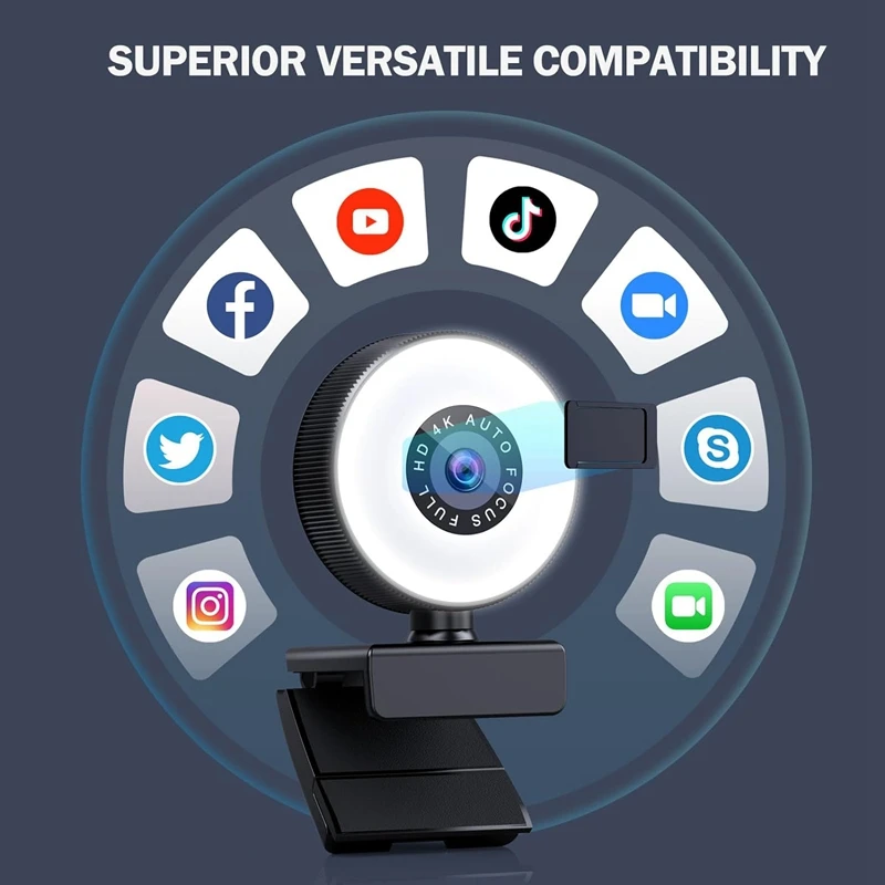 4K HD Autofokus Webcam Einstellbare Licht Computer Kamera + Mikrofon Für Laptop Desktop Video Anrufe