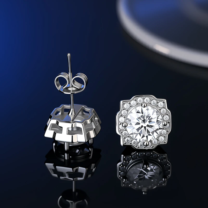 S925 Silber Moissanit Ohrstecker mit GRA-Zertifikat Stilvolle Runde Ohrhaken Ideal als Geschenk für Jahrestage oder Hochzeiten – Detail 7