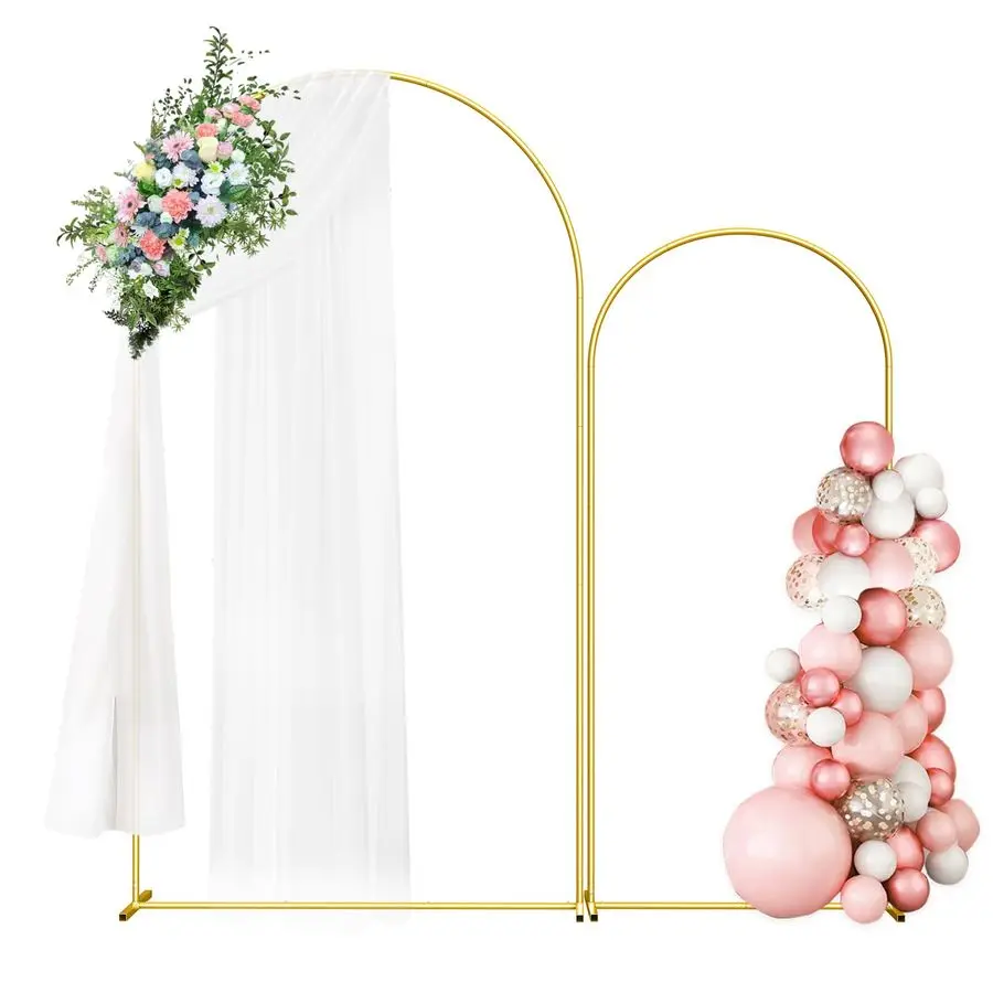 

Arch Backdrop Stand Set of 2 7.3FT 6FT, Gold Metal Arch Backdrop Stand,Balloon Arch Stand for Wedding Ceremony Baby Shower Outdo